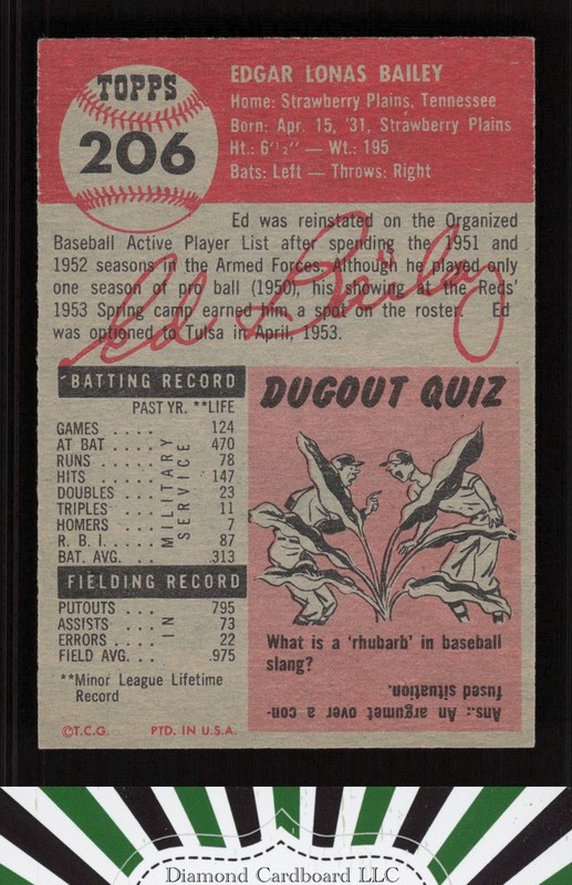 1953 Topps #206 Ed Bailey EXMT i, back