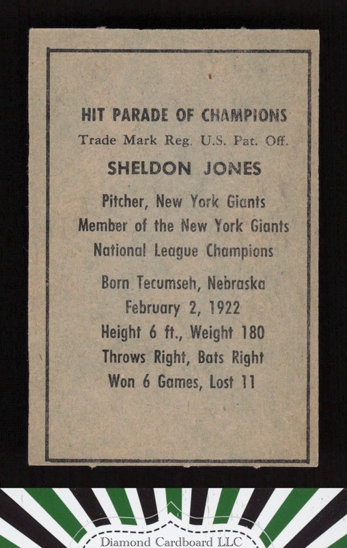1952 Berk Ross # Sheldon Jones EXMT, back