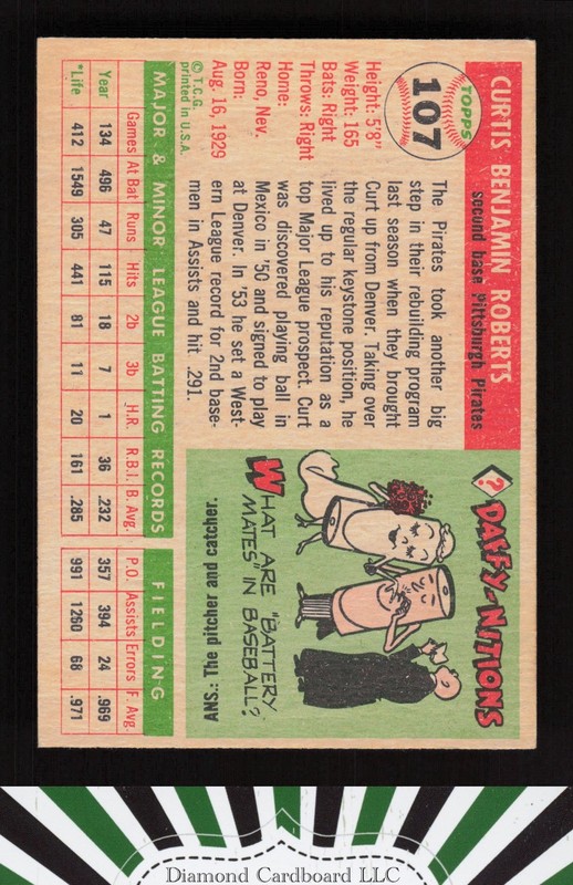 1955 Topps #107 Curt Roberts VGEX+ o, back
