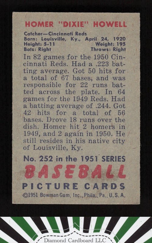 1951 Bowman #252 Homer Howell VGEX+, back