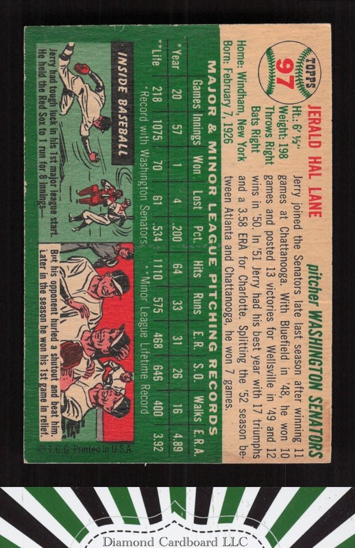 1954 Topps #97 Jerry Lane VG (ST) h, back