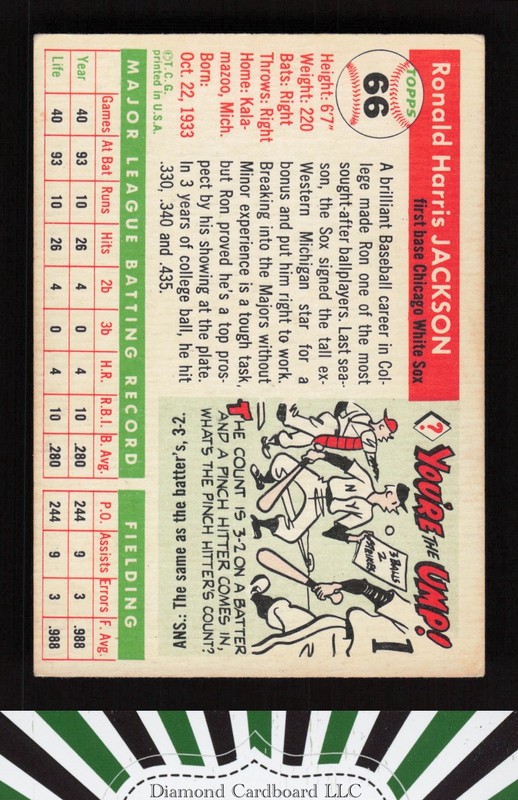 1955 Topps #66 Ron Jackson VGEX d, back