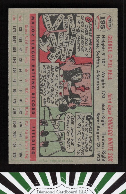 1956 Topps #195 George Kell EX m, back