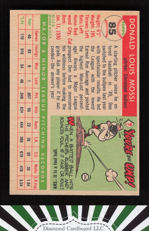 1955 Topps #85 Don Mossi VGEX+ i, back