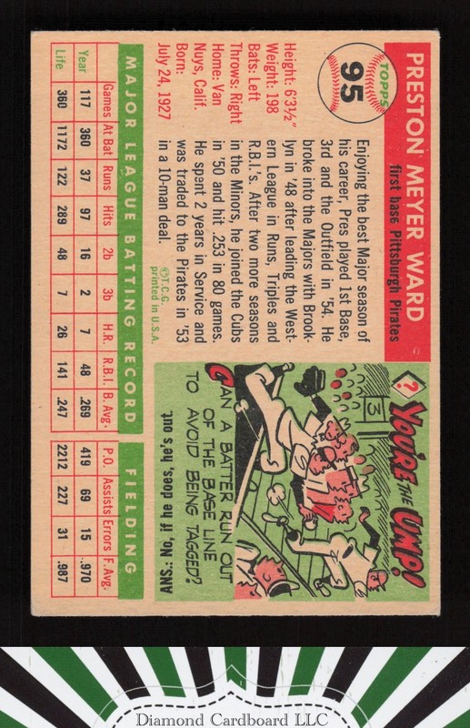 1955 Topps #95 Preston Ward VGEX+ k, back
