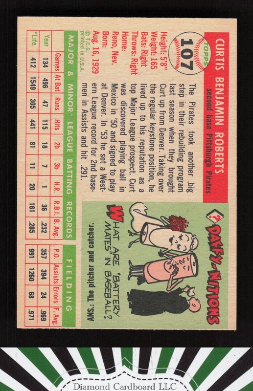 1955 Topps #107 Curt Roberts EX n, back