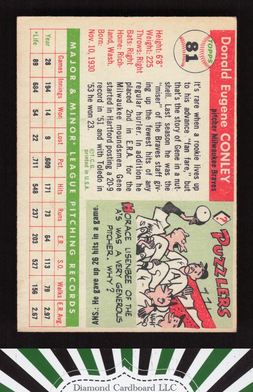 1955 Topps #81 Gene Conley VGEX n, back