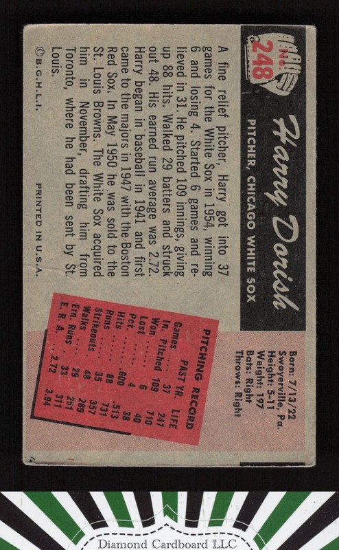 1955 Bowman #248 Harry Dorish VG, back