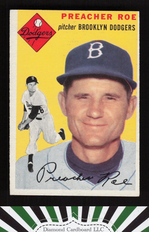 1954 Topps #14 Preacher Roe EX j, front