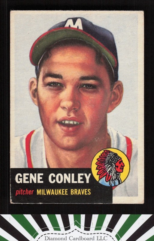 1953 Topps #215 Gene Conley VG+ e, front