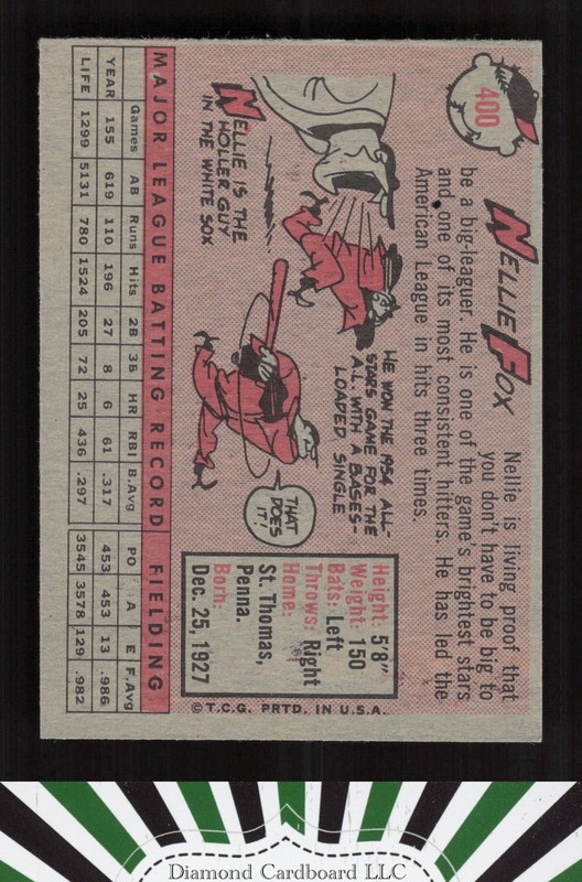 1958 Topps #400 Nellie Fox EX b, back