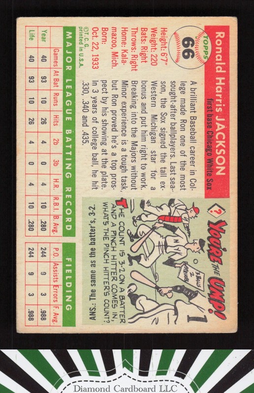 1955 Topps #66 Ron Jackson VG+ [DEAD CENTERED] m, back