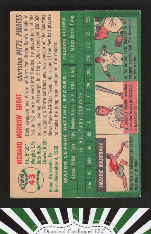 1954 Topps #43 Dick Groat VGEX a, back