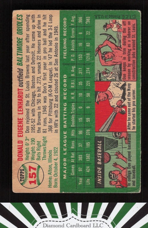 1954 Topps #157 Don Lenhardt VG [GOOD CENTERING] e, back