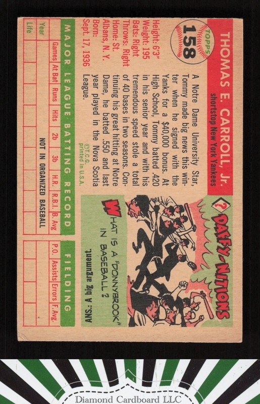 1955 Topps #158 Tom Carroll VGEX b, back