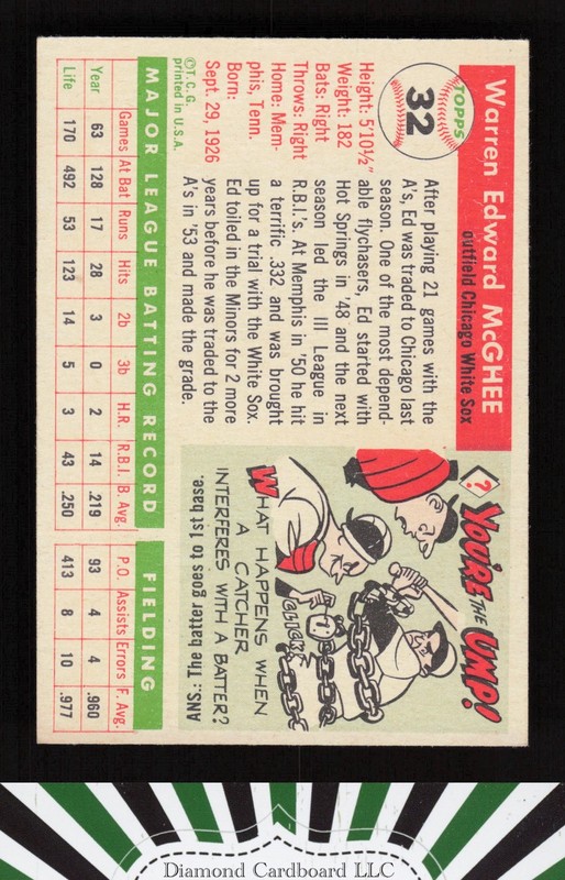 1955 Topps #32 Ed McGhee VGEX+ a, back