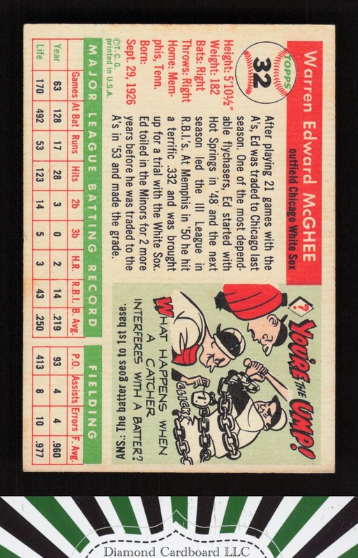 1955 Topps #32 Ed McGhee VGEX f, back