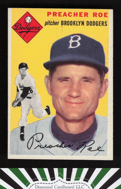 1954 Topps #14 Preacher Roe EX m, front