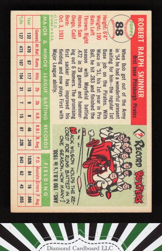 1955 Topps #88 Bob Skinner EX l, back