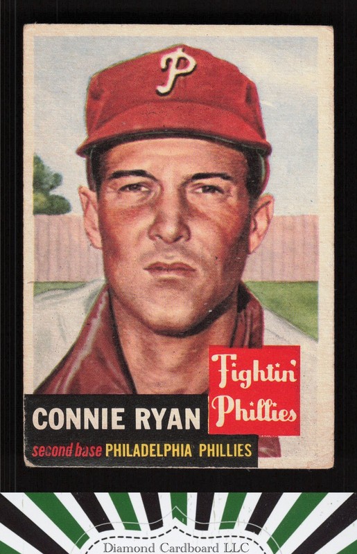 1953 Topps #102 Connie Ryan : Bio uses black text GD+ b, front
