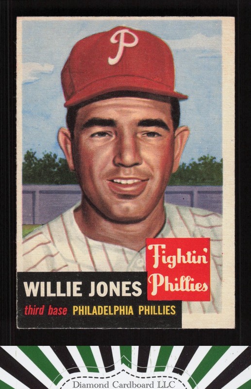 1953 Topps #88 Willie Jones : Bio uses black text VGEX+ g, front