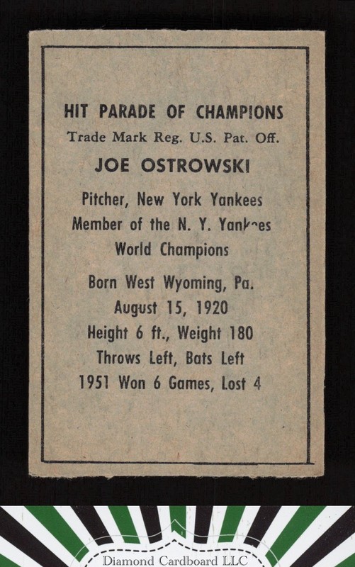 1952 Berk Ros Joe Ostrowski VGEX, back