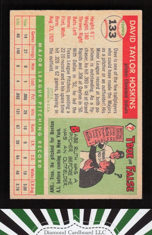 1955 Topps #133 Dave Hoskins VG i, back