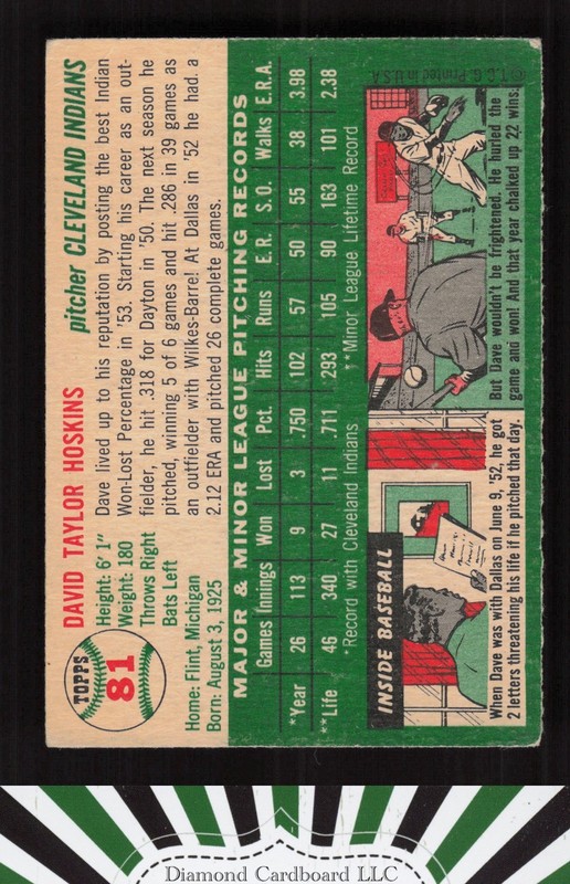 1954 Topps #81 Dave Hoskins VG+ i, back