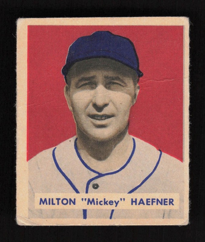 1949 Bowman #144 Milton "Mickey" Haefner GD, front