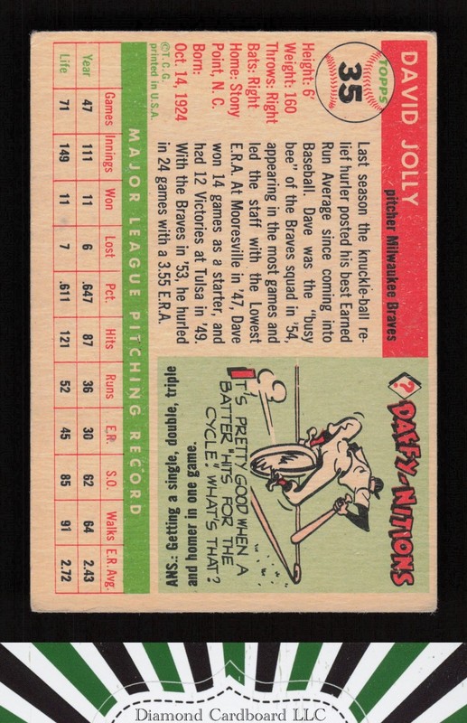 1955 Topps #35 Dave Jolly VG+ a, back