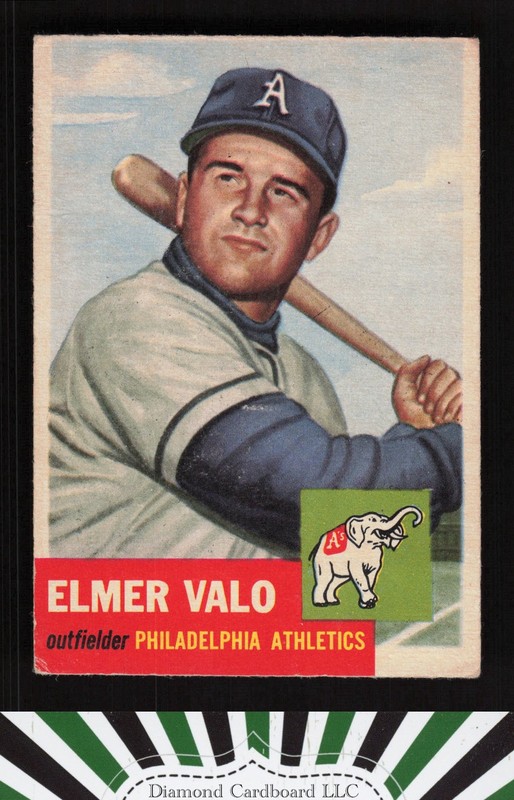 1953 Topps #122 Elmer Valo : Bio uses white text GD+ e, front