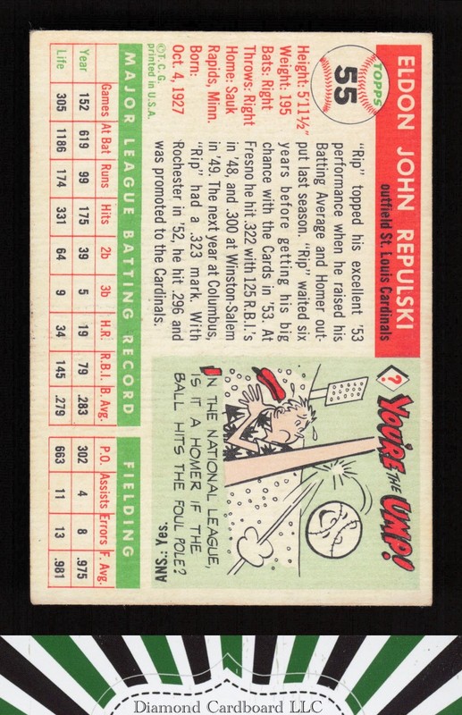 1955 Topps #55 Rip Repulski VG r, back