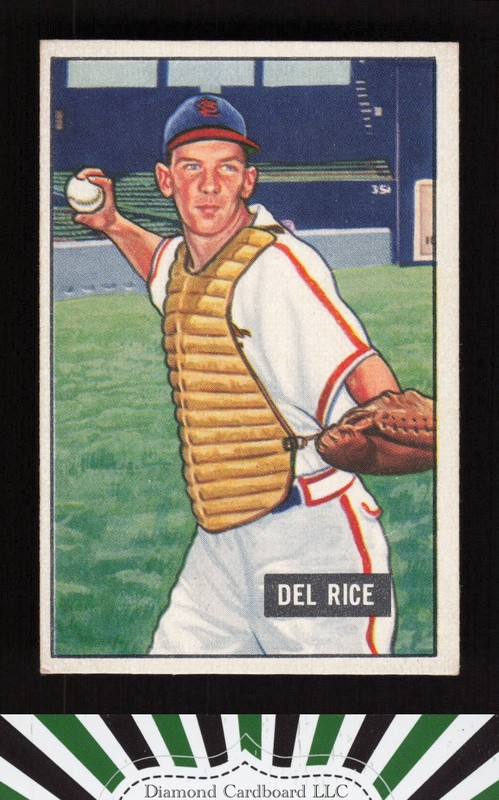 1951 Bowman #156 Del Rice EX, front