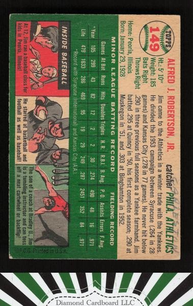 1954 Topps #149 Jim Robertson VGEX n, back
