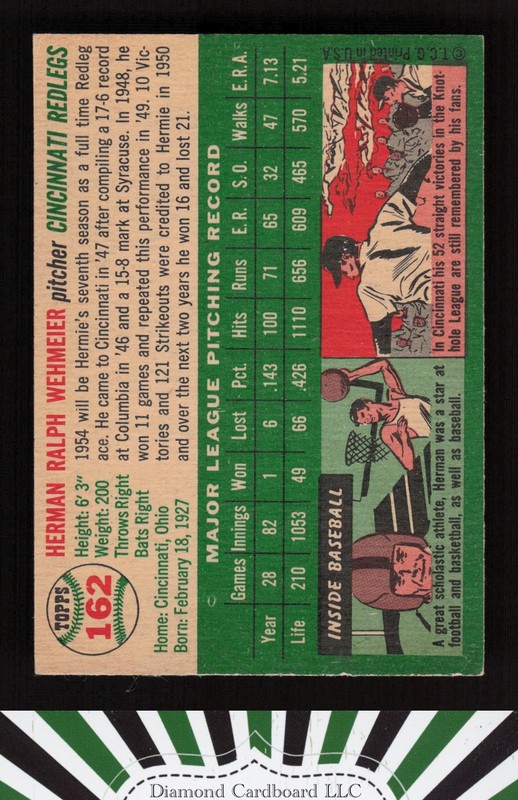 1954 Topps #162 Herman Wehmeier VGEX+ i, back