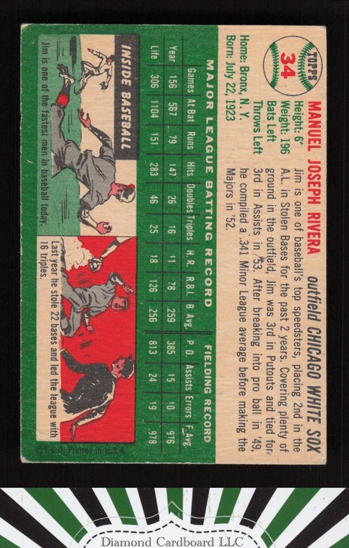 1954 Topps #34 Jim Rivera VGEX l, back