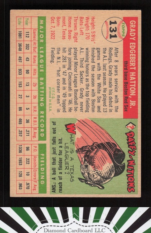 1955 Topps #131 Grady Hatton EX f, back