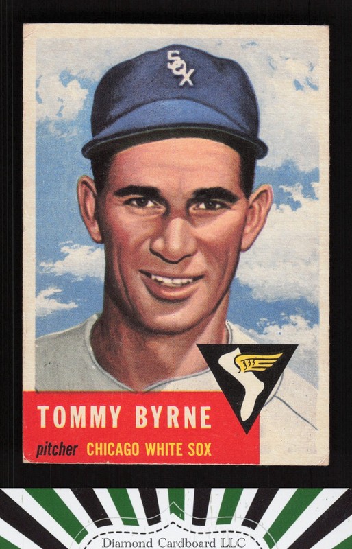 1953 Topps #123 Tommy Byrne : Bio uses black text VG b, front
