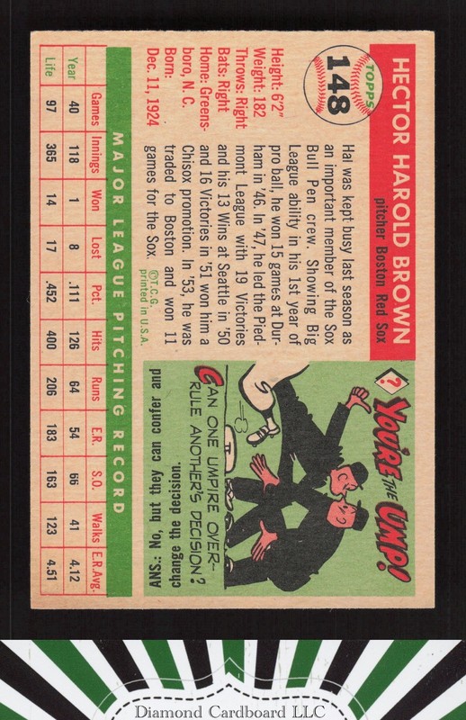 1955 Topps #148 Hal Brown EX+ g, back