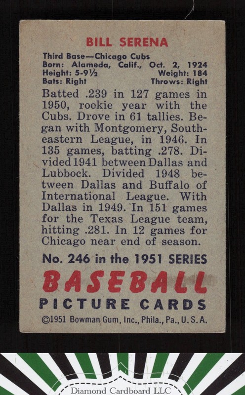 1951 Bowman #246 Bill Serena VGEX, back