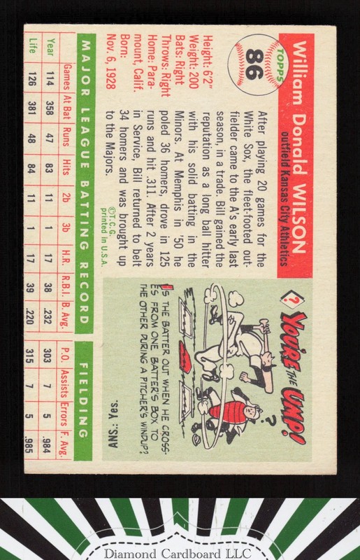 1955 Topps #86 Bill Wilson VGEX (MC) a, back
