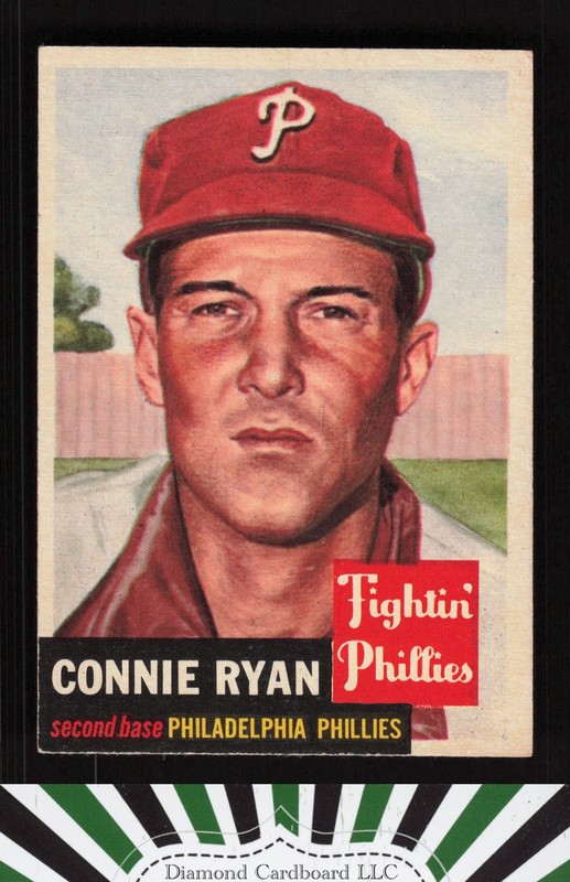 1953 Topps #102 Connie Ryan : Bio uses black text EXMT i, front