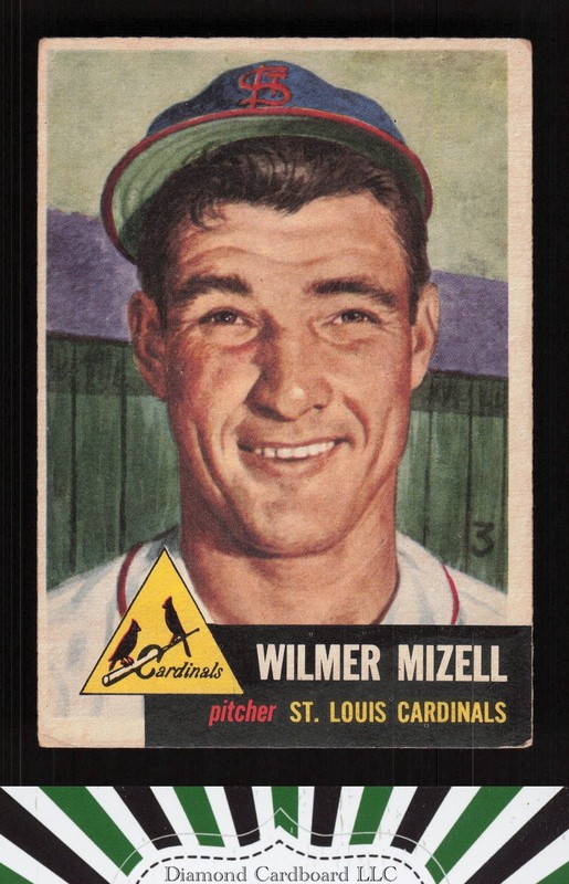 1953 Topps #128 Wilmer Mizell : Bio uses black text GD d, front