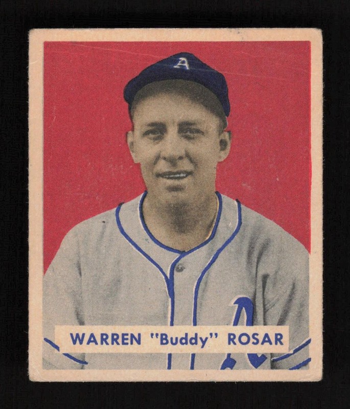 1949 Bowman #138 Warren "Buddy" Rosar GD, front