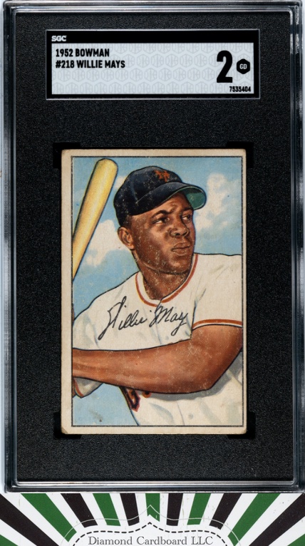 1952 Bowman #218 Willie Mays SGC 2, front
