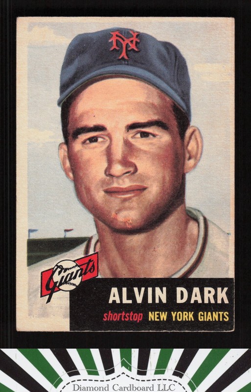 1953 Topps #109 Alvin Dark : Bio uses white text VGEX c, front