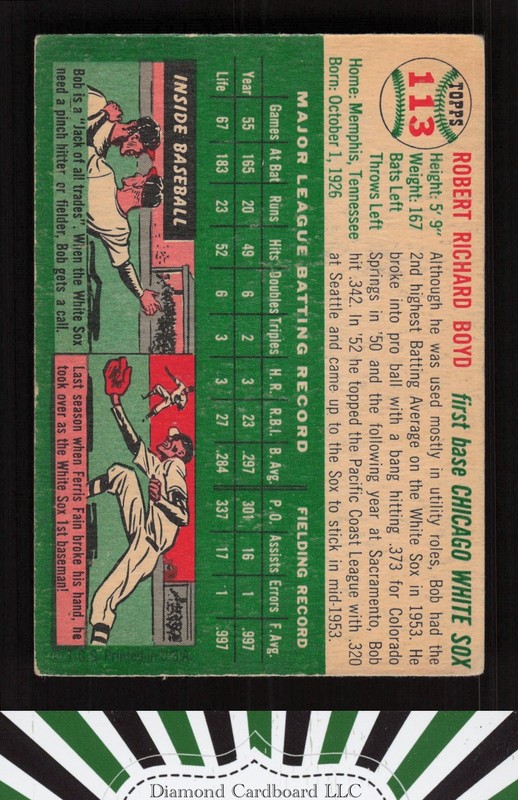 1954 Topps #113 Bob Boyd GD+ g, back