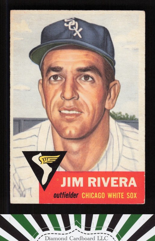 1953 Topps #156 Jim Rivera : Bio uses white text VGEX f, front