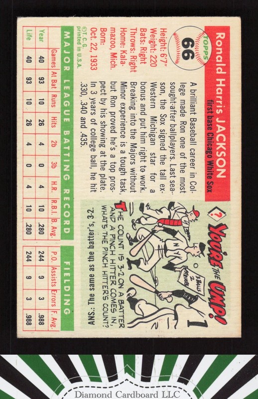 1955 Topps #66 Ron Jackson VGEX+ o, back