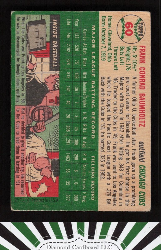 1954 Topps #60 Frank Baumholtz VG j, back